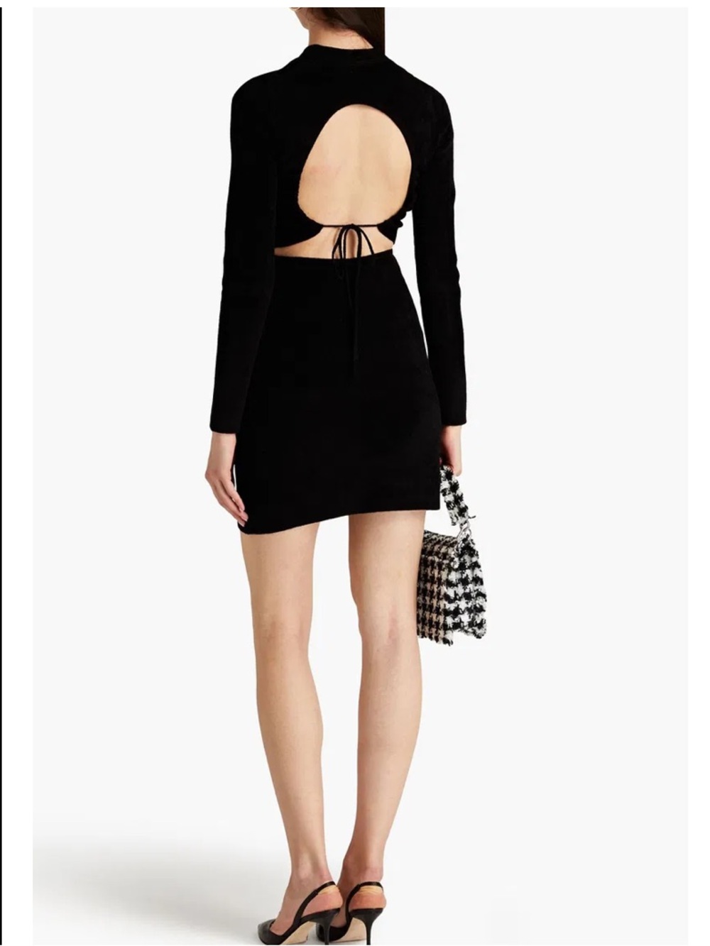 Sandro Black Long-Sleeve Cutout Back Mini Dress - Picture 2 of 10
